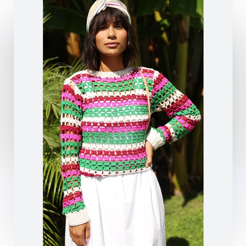 Greylin by Anthropologie Multicolor Crochet Top